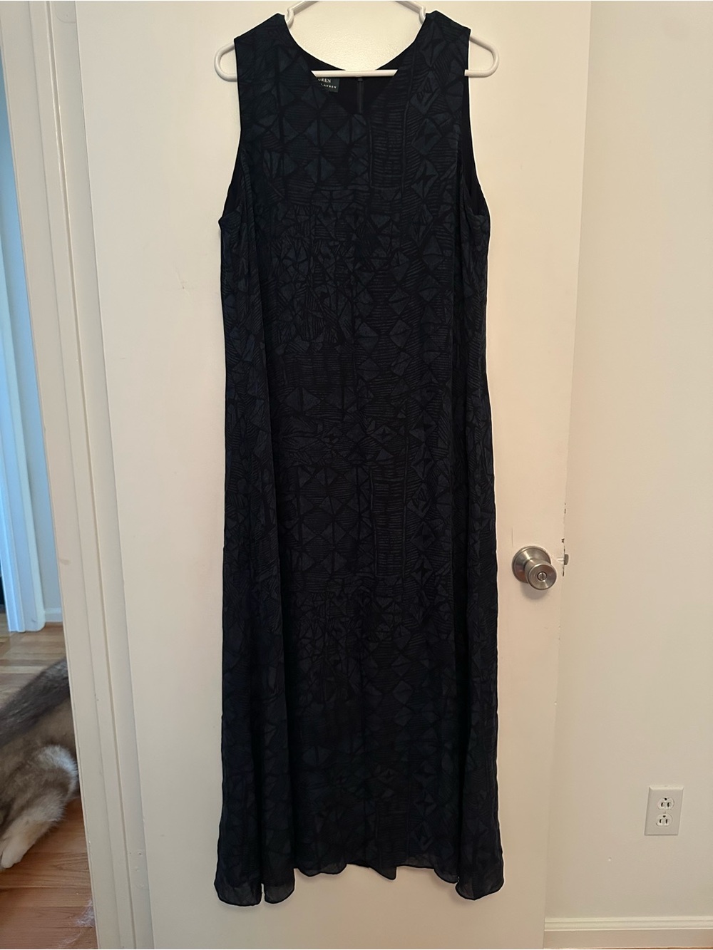 Lauren Ralph Lauren 100% Silk Maxi Dress with Geometric Texture